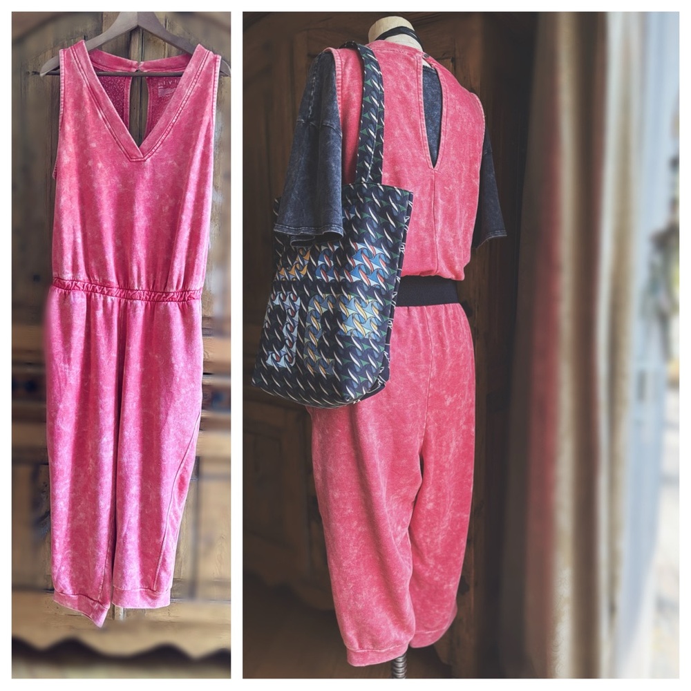 NWT Boutique Acid Wash Pink Sweatshirt Romper Jumpsuit Plus Size 20 - Picture 5 of 11